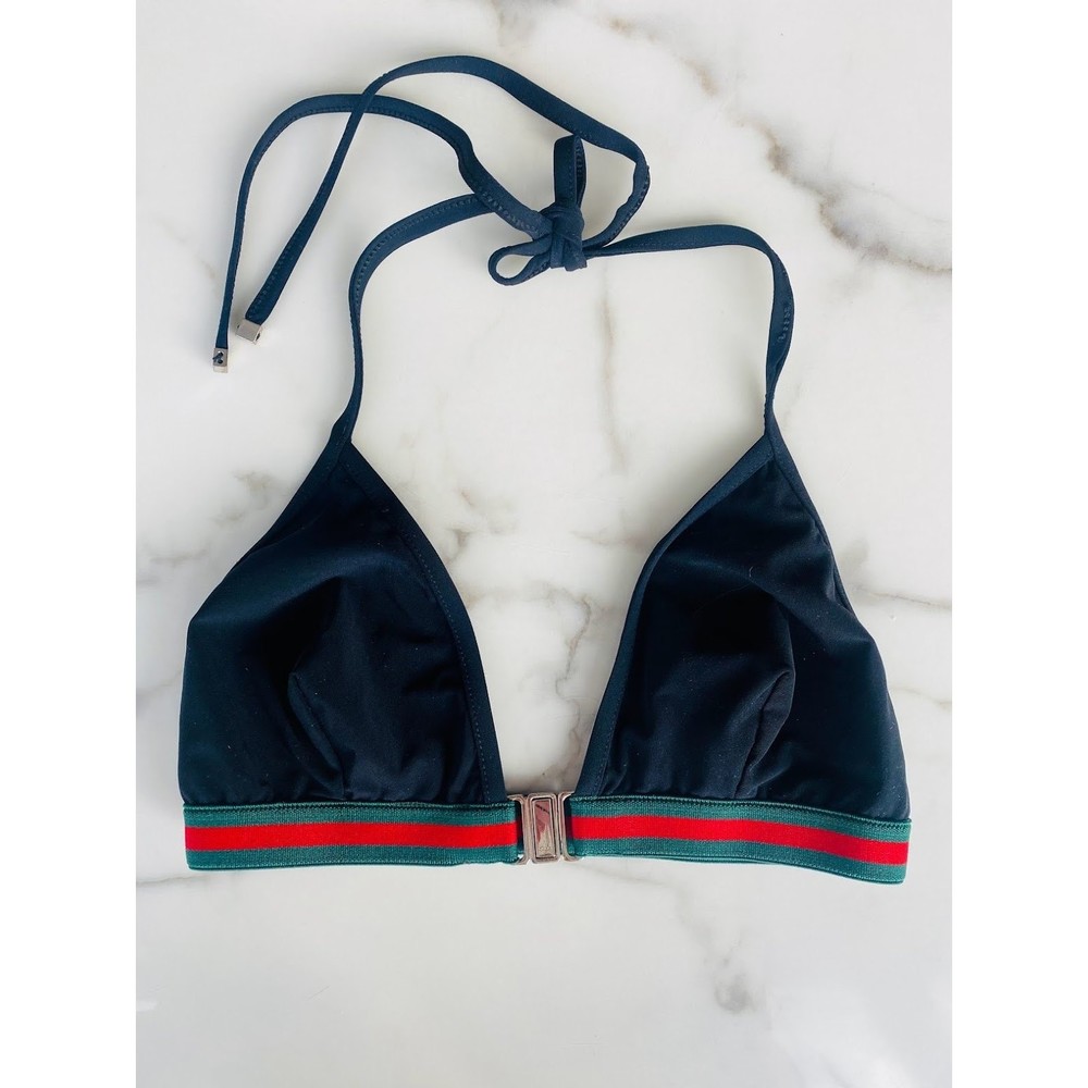 🤑 SOLD 🤑 Vintage Gucci Web Bikini Top Sz S